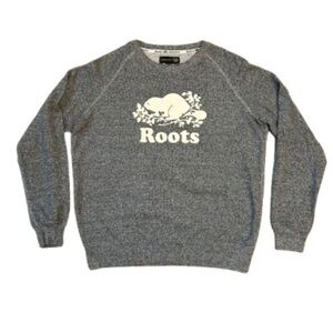 Roots Canada 🇨🇦 Classic Heather Gray Logo Crew Neck Sweatshirt. Like new